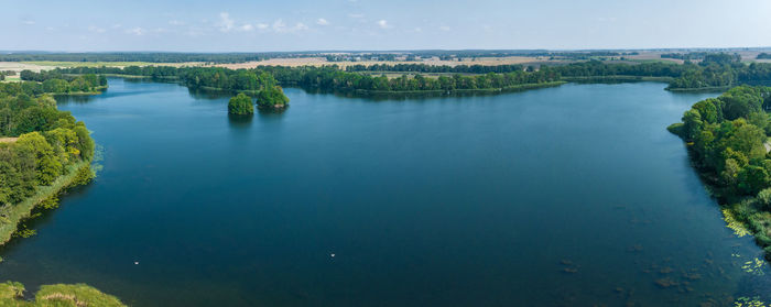 High angle view of lake against sky