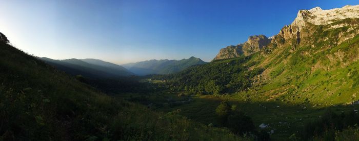 Scenic view of mountains against clear sky