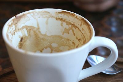 Close-up of cappuccino on table