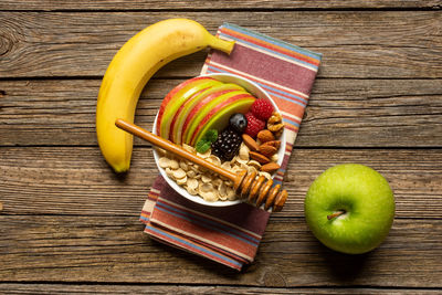 High angle view of fruits on table