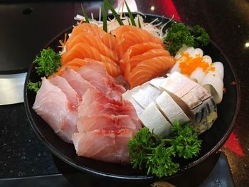 Close-up of sushi in plate