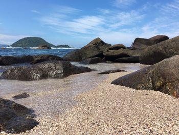 Scenic view of beach against sky