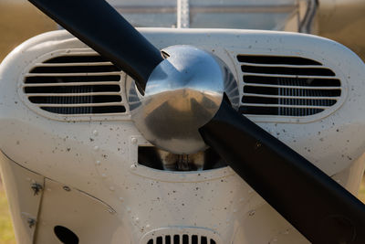 Close-up of propeller plane