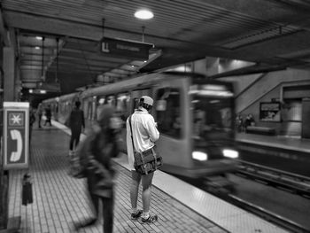 Blurred motion of people at subway station