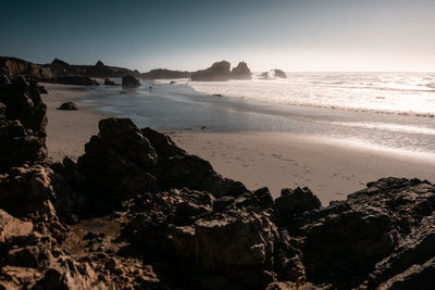 Scenic view of sea against clear sky