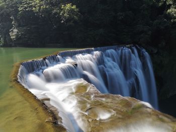 Scenic view of waterfall in forest