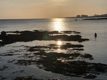 Scenic view of sea against sky during sunset