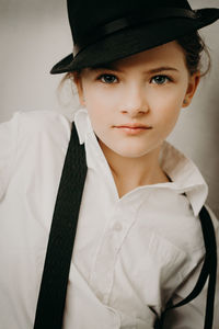 Portrait of girl wearing hat