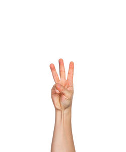 Close-up of human hand against white background