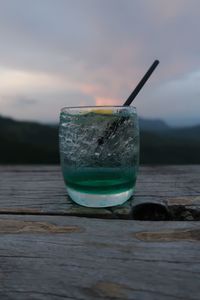 Close-up of drink in glass on table