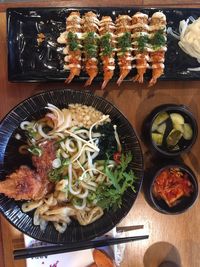 High angle view of food in bowl on table