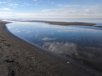 High angle view of beach against sky