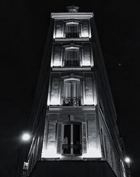 Low angle view of building at night