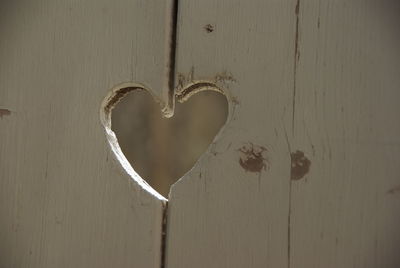 Close-up of heart shape on door