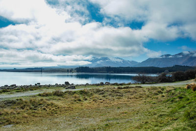 Scenic view of lake against sky