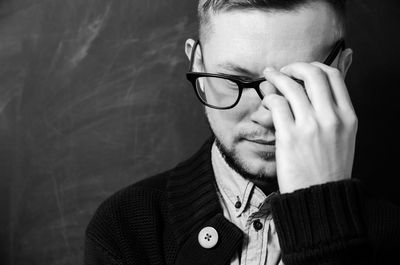 Close-up of man with eyeglasses