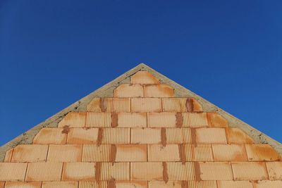 Low angle view of house roof against clear sky