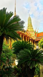 Low angle view of temple against sky