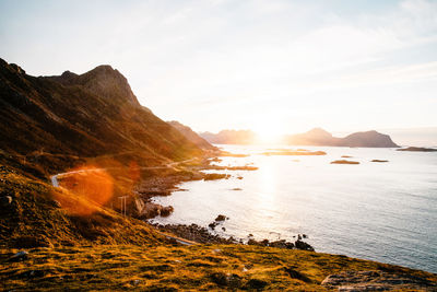 Scenic view of sea against sky at sunset