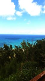 Scenic view of sea against cloudy sky