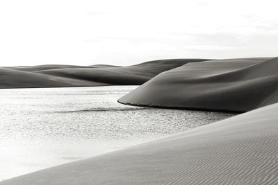 Sand dunes in desert against sky