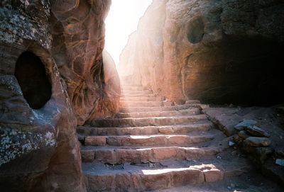 Steps and rocks against sky