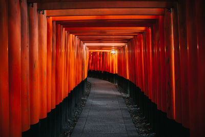 View of empty corridor of temple