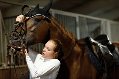 Close-up of horse in stable