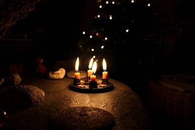 Close-up of illuminated candles