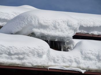 Snow on mountain against sky