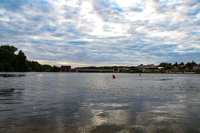 Scenic view of lake against sky