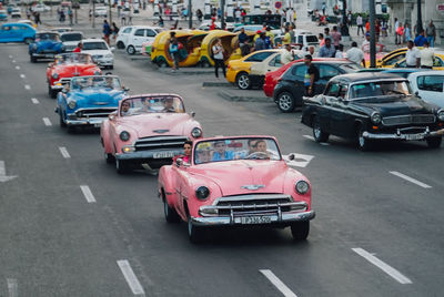 High angle view of traffic on road