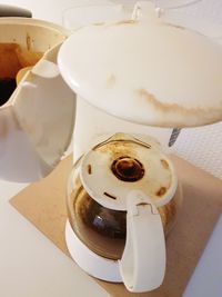 High angle view of coffee on table