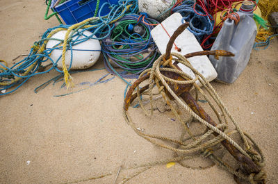 High angle view of fishing net