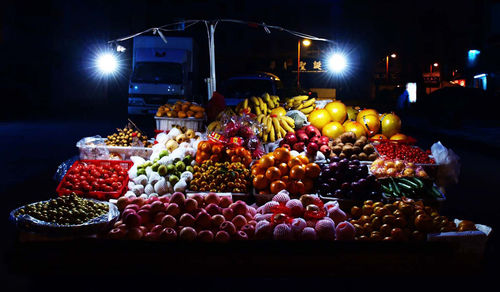 Various fruits for sale at market stall