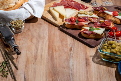 High angle view of food on table