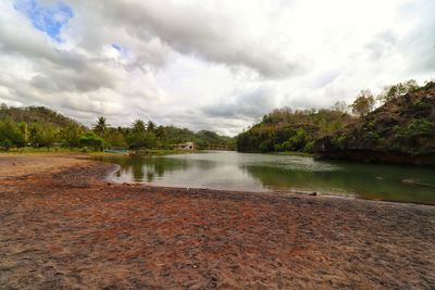 Scenic view of lake against sky