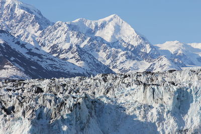 Scenic view of snowcapped mountains and glacier against sky