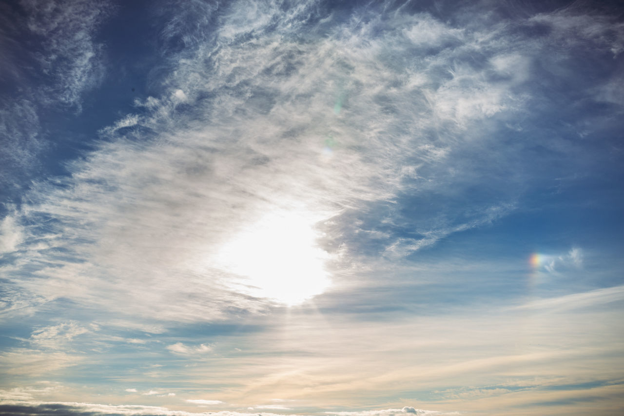 SUNLIGHT STREAMING THROUGH CLOUDS IN SKY