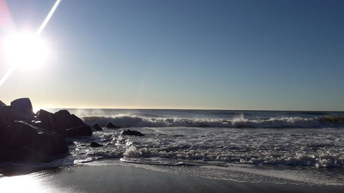 Scenic view of sea against clear sky