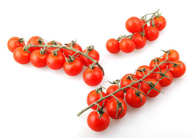 Close-up of tomatoes against white background