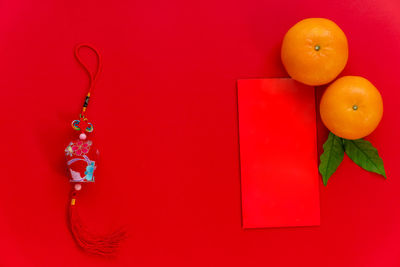 Directly above shot of orange fruits on table