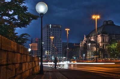 Illuminated street at night