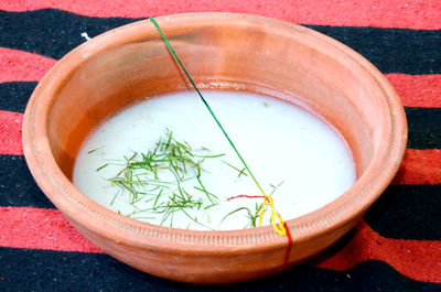 High angle view of vegetables in bowl