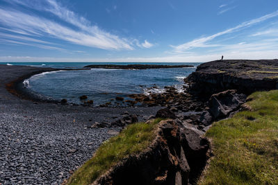 Scenic view of sea against cloudy sky