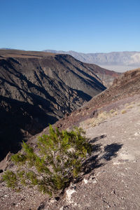 Scenic view of rocky mountains against clear sky