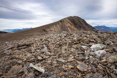 Scenic view of rocky mountains against sky