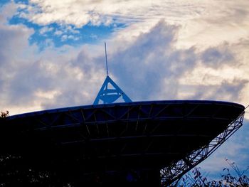 Low angle view of bridge against cloudy sky