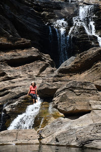 Scenic view of waterfall