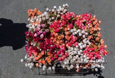 High angle view of flower bouquet